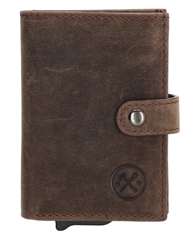 HIDE & STITCHES Leren portemonnee "Idaho" donkerbruin - (B)10 x (H)8 x (D)1,5 cm