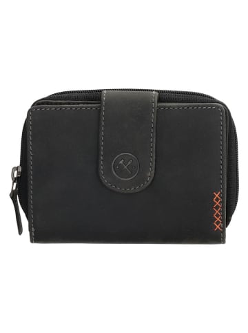 HIDE & STITCHES Leder-Geldbörse in Schwarz - (B)12 x (H)9 x (T)3 cm