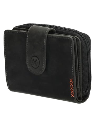 HIDE & STITCHES Leren portemonnee zwart - (B)12 x (H)9 x (D)3 cm