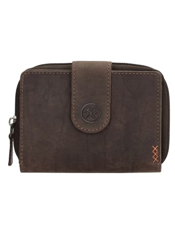 HIDE & STITCHES Leren portemonnee bruin - (B)12,5 x (H)9 x (D)3,5 cm