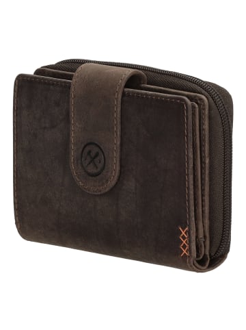 HIDE & STITCHES Leder-Geldbörse in Braun - (B)12,5 x (H)9 x (T)3,5 cm