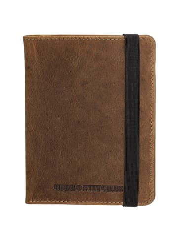 HIDE & STITCHES Leder-Kartenetui in Hellbraun - (B)14 x (H)14 x (T)3,5 cm