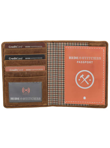 HIDE & STITCHES Leren pasetui lichtbruin - (B)14 x (H)14 x (D)3,5 cm