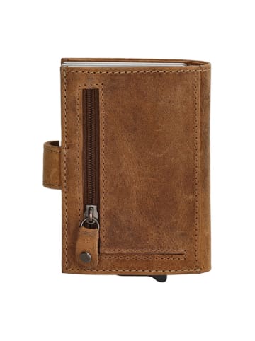 HIDE & STITCHES Leren portemonnee lichtbruin - (B)8 x (H)10 x (D)2 cm