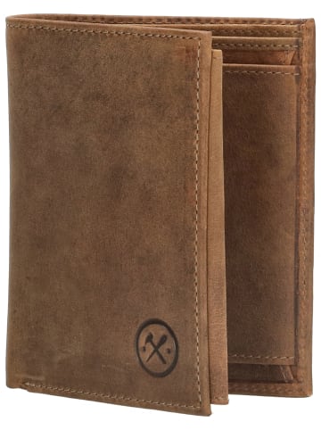 HIDE & STITCHES Leder-Geldbörse in Hellbraun - (B)9 x (H)12 x (T)2,5 cm
