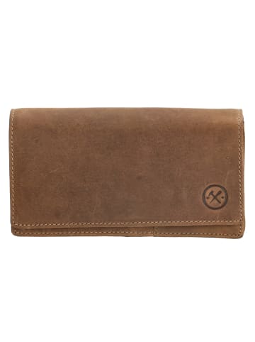 HIDE & STITCHES Leren portemonnee lichtbruin - (B)15,3 x (H)9 x (D)3 cm
