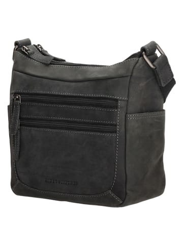 HIDE & STITCHES Leren schoudertas zwart - (B)24 x (H)22 x (D)10 cm