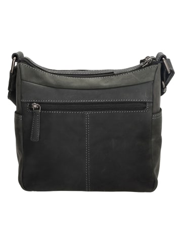 HIDE & STITCHES Leren schoudertas zwart - (B)24 x (H)22 x (D)10 cm