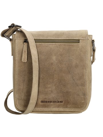HIDE & STITCHES Leder-Umhängetasche in Taupe - (B)21 x (H)22 x (T)6,5 cm