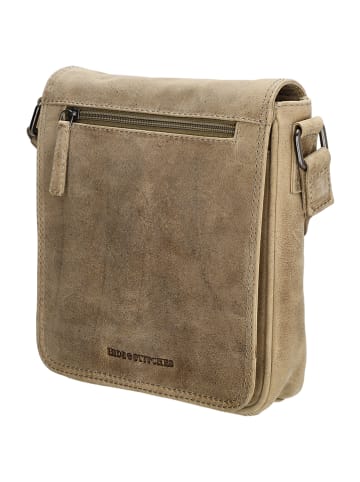 HIDE & STITCHES Leder-Umhängetasche in Taupe - (B)21 x (H)22 x (T)6,5 cm