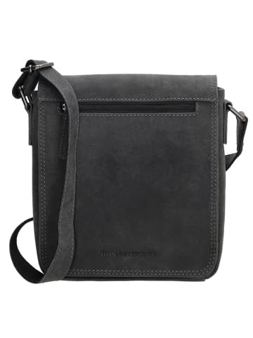 HIDE & STITCHES Leder-Umhängetasche in Schwarz - (B)21 x (H)22 x (T)6,5 cm