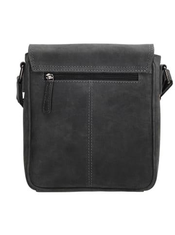 HIDE & STITCHES Leder-Umhängetasche in Schwarz - (B)21 x (H)22 x (T)6,5 cm