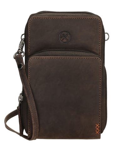 HIDE & STITCHES Leren smartphonetas bruin - (B)11 x (H)20 x (D)13 cm