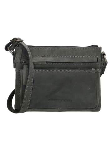 HIDE & STITCHES Leder-Umhängetasche in Anthrazit - (B)23 x (H)17 x (T)5 cm