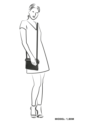 HIDE & STITCHES Leder-Umhängetasche in Anthrazit - (B)23 x (H)17 x (T)5 cm