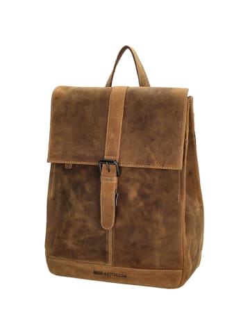 HIDE & STITCHES Leder-Rucksack in Hellbraun - (B)25,5 x (H)32,5 x (T)12 cm