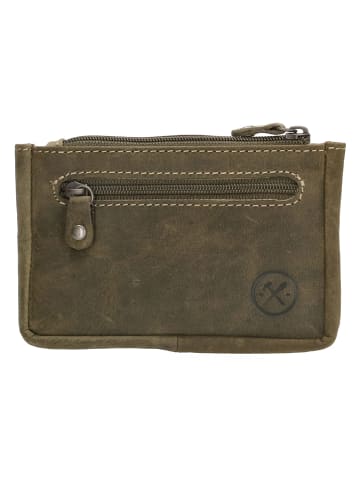 HIDE & STITCHES Leder-Schlüsseletui in Oliv - (B)11,5 x (H)7,5 x (T)1,5 cm