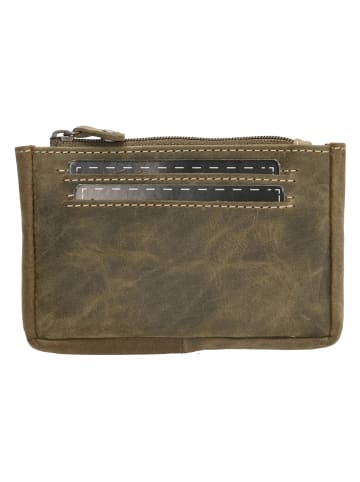HIDE & STITCHES Leder-Schlüsseletui in Oliv - (B)11,5 x (H)7,5 x (T)1,5 cm