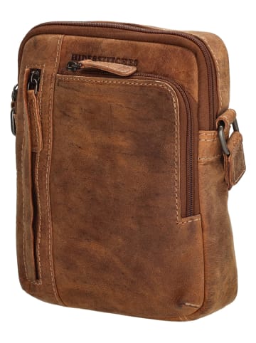 HIDE & STITCHES Leren schoudertas cognackleurig - (B)18 x (H)21 x (D)6 cm