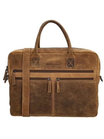 HIDE & STITCHES Skórzana aktówka w kolorze jasnobrązowym - 40 x 30,5 x 7 cm