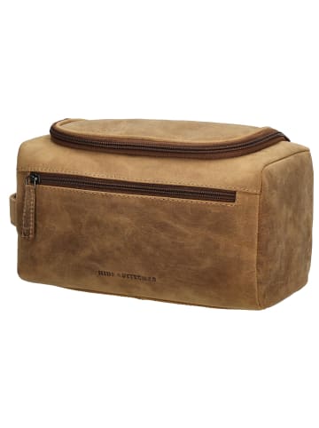 HIDE & STITCHES Leren cosmeticatas lichtbruin - (B)26 x (H)15 x (D)14,5 cm