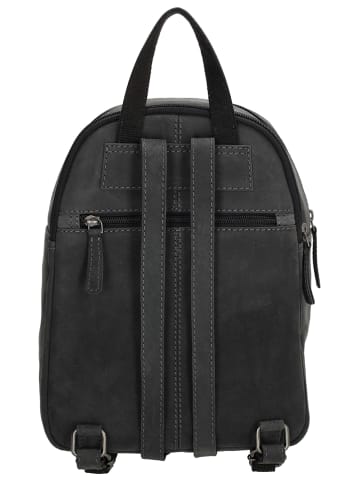 HIDE & STITCHES Leder-Rucksack in Schwarz - (B)20,5 x (H)28,5 x (T)11 cm