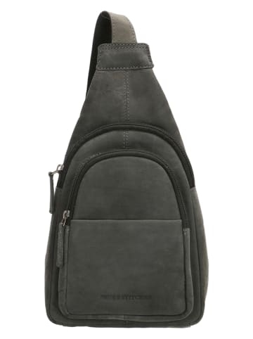 HIDE & STITCHES Leren schoudertas zwart - (B)18 x (H)33 x (D)8,5 cm