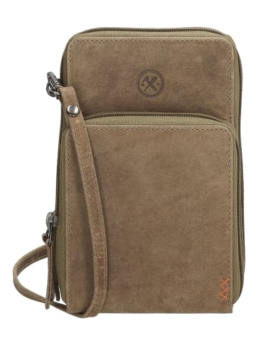 HIDE & STITCHES Leder-Handytasche in Hellbraun - (B)11 x (H)20 x (T)13 cm