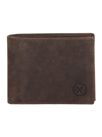 HIDE & STITCHES Leren portemonnee bruin - (B)12 x (H)9,5 x (D)2 cm