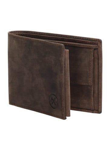 HIDE & STITCHES Leren portemonnee bruin - (B)12 x (H)9,5 x (D)2 cm