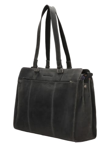 HIDE & STITCHES Leren businesstas zwart - (B)40 x (H)32,5 x (D)13 cm