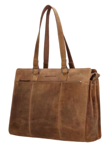 HIDE & STITCHES Leren businesstas cognackleurig - (B)40 x (H)32,5 x (D)13 cm