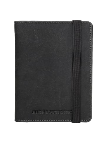 HIDE & STITCHES Leder-Kartenetui in Schwarz - (B)14 x (H)14 x (T)3,5 cm