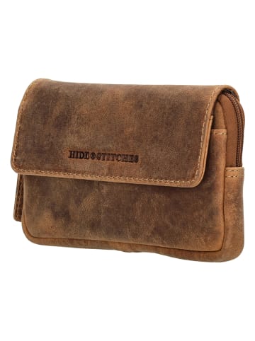 HIDE & STITCHES Leder-Gürteltasche in Hellbraun - (B)17 x (H)11,5 x (T)2 cm