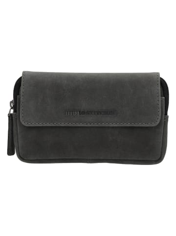 HIDE & STITCHES Leder-Gürteltasche in Schwarz - (B)17 x (H)11,5 x (T)2 cm