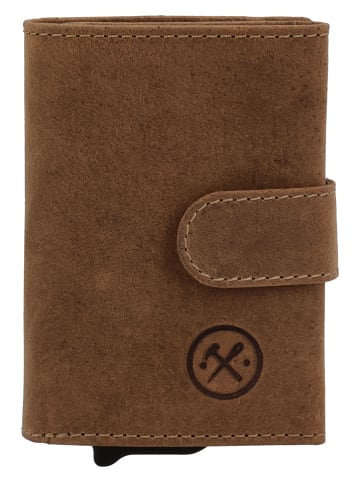 HIDE & STITCHES Leren portemonnee lichtbruin - (B)7 x (H)5 x (D)10,5 cm