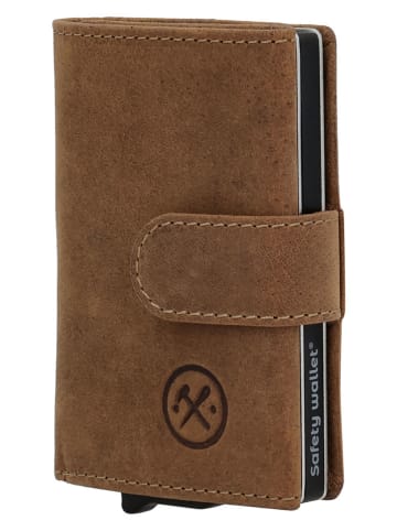 HIDE & STITCHES Leder-Geldbörse in Hellbraun - (B)7,5 x (H)10 x (T)2 cm