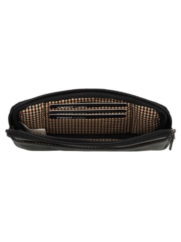HIDE & STITCHES Leder-Handytasche in Schwarz - (B)17 x (H)9 x (T)2 cm