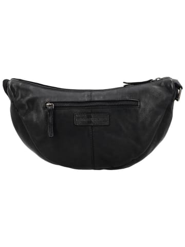 HIDE & STITCHES Leder-Brustbeutel in Schwarz - (B)32 x (H)17 x (T)10 cm