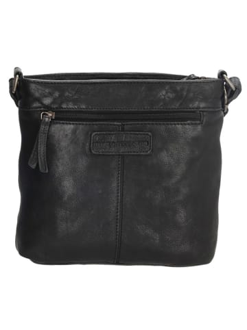 HIDE & STITCHES Leder-Umhängetasche in Schwarz - (B)20 x (H)22 x (T)3 cm