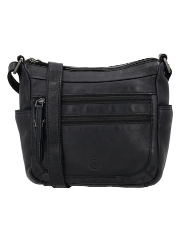HIDE & STITCHES Leder-Umhängetasche in Schwarz - (B)34 x (H)25 x (T)10 cm