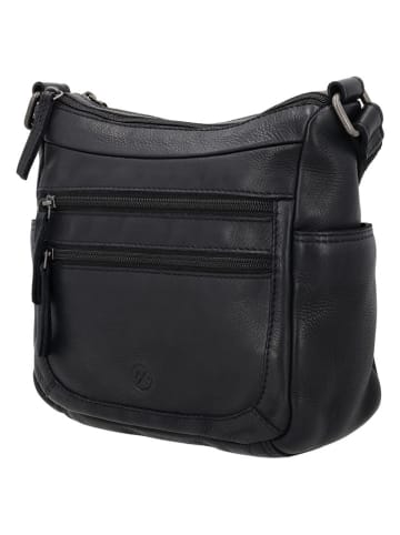 HIDE & STITCHES Leder-Umhängetasche in Schwarz - (B)34 x (H)25 x (T)10 cm