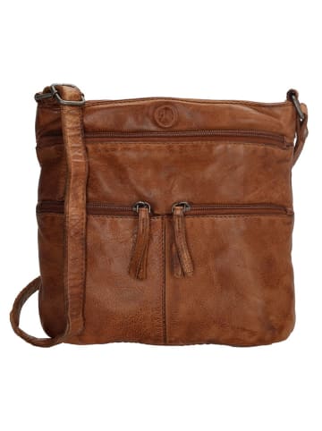 HIDE & STITCHES Leren schoudertas lichtbruin - (B)20 x (H)22 x (D)3 cm