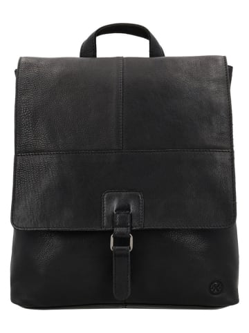 HIDE & STITCHES Leder-Rucksack in Schwarz - (B)29 cm x (H)34 cm x (T)8 cm