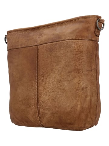 HIDE & STITCHES Leder-Schultertasche in Hellbraun - (B)35 x (H)30 x (T)10 cm