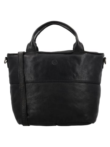 HIDE & STITCHES Leren schoudertas zwart - (B)39 x (H)27 x (D)12 cm