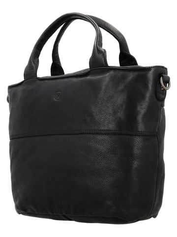 HIDE & STITCHES Leder-Schultertasche in Schwarz - (B)39 x (H)27 x (T)12 cm