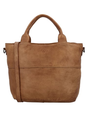 HIDE & STITCHES Leder-Schultertasche in Hellbraun - (B)39 x (H)27 x (T)12 cm
