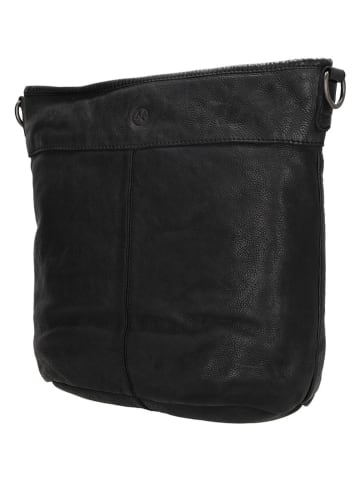 HIDE & STITCHES Leder-Schultertasche in Schwarz - (B)35 x (H)30 x (T)10 cm