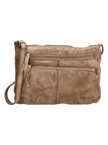 HIDE & STITCHES Leder-Umhängetasche in Beige - (B)23 x (H)17 x (T)3 cm